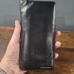 Burberry Long Wallet Black Leather
